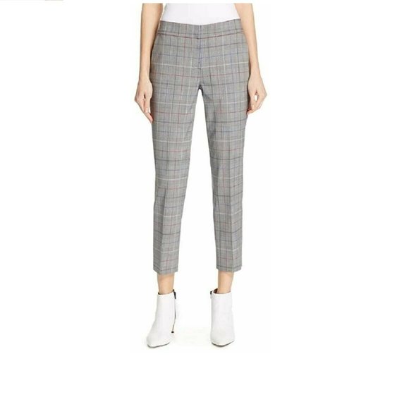 Lewit Womens Plaid Cropped Flat Front Dress Pants | Size - 10 | Gray - Picture 1 of 2